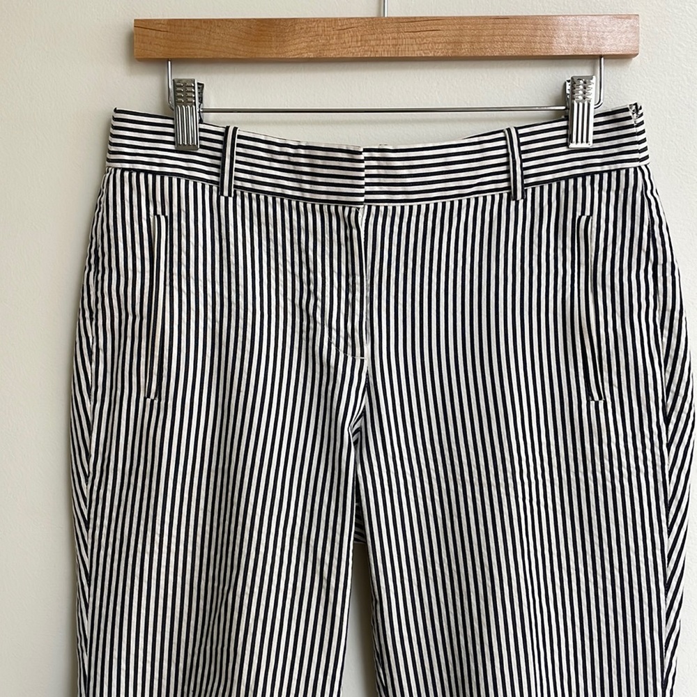 J.Crew Teddie Seersucker Nautical Blue Stripe Pant. Size 6P.